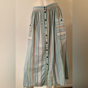 Patagonia light cotton button front striped skirt sz SMALL